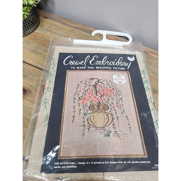 CREWEL EMBROIDERY NEEDLEWORK KIT KC326 ELSA WILLIAMS CHERRY TREE BLOSSOMS - Picture 1 of 5